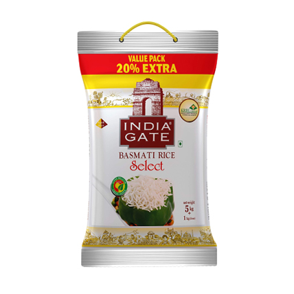 India Gate Rice Basmati Super 5 Kg + 1 Kg Free